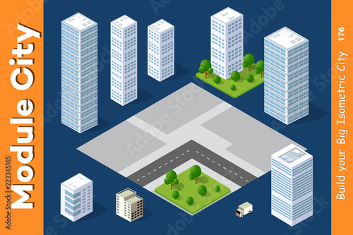 Vector isometric urban architecture