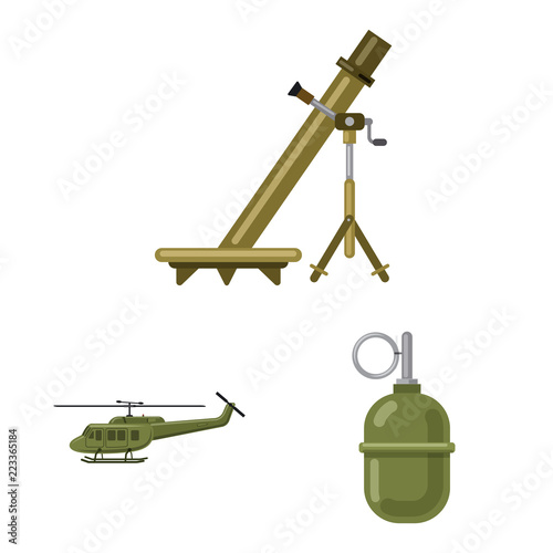 Vector illustration of weapon and gun sign. Set of weapon and army stock symbol for web.
