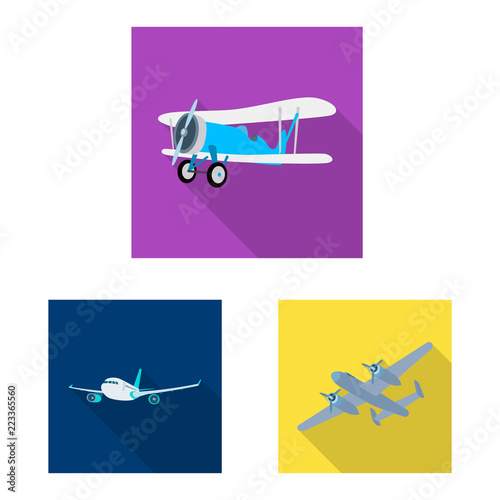 Vector illustration of plane and transport logo. Set of plane and sky stock vector illustration.