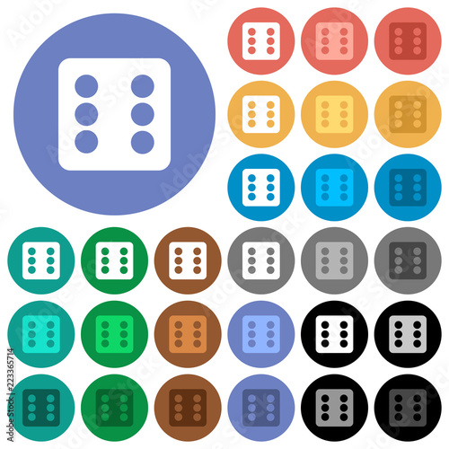 Dice six round flat multi colored icons