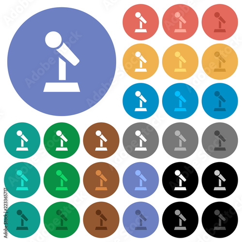 Microphone with stand round flat multi colored icons