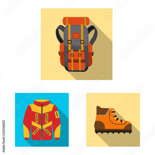Vector design of mountaineering and peak logo. Collection of mountaineering and camp stock vector illustration.