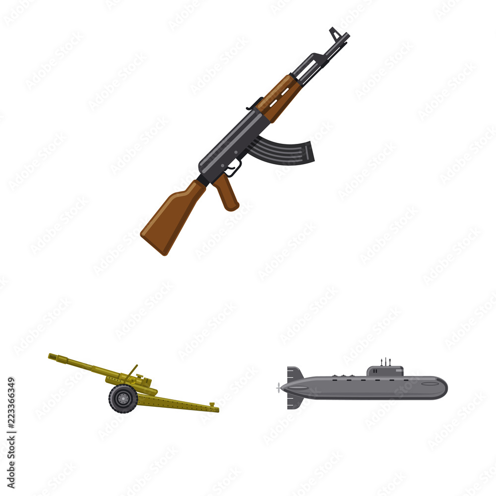 Isolated object of weapon and gun icon. Collection of weapon and army stock vector illustration.