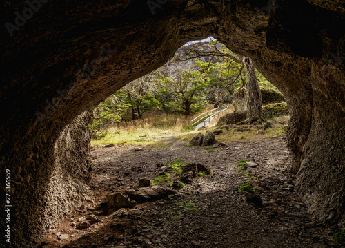 Trail in Cueva del Milodon Natural Monument, Puerto Natales, Ultima Esperanza Province, Patagonia, Chile photo