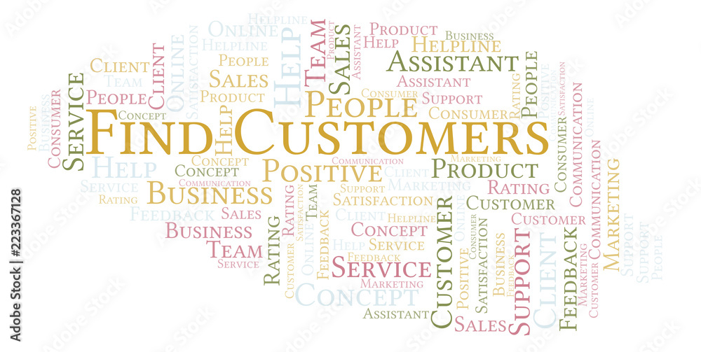 Find Customers word cloud.