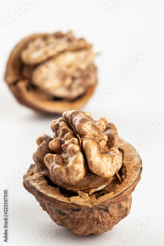 large walnuts on white background
