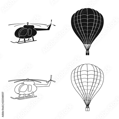 Vector illustration of plane and transport logo. Collection of plane and sky stock vector illustration.