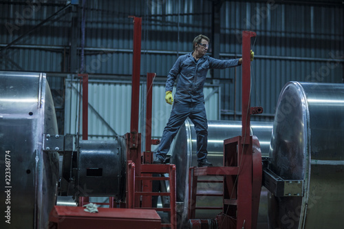 Worker in steel factory