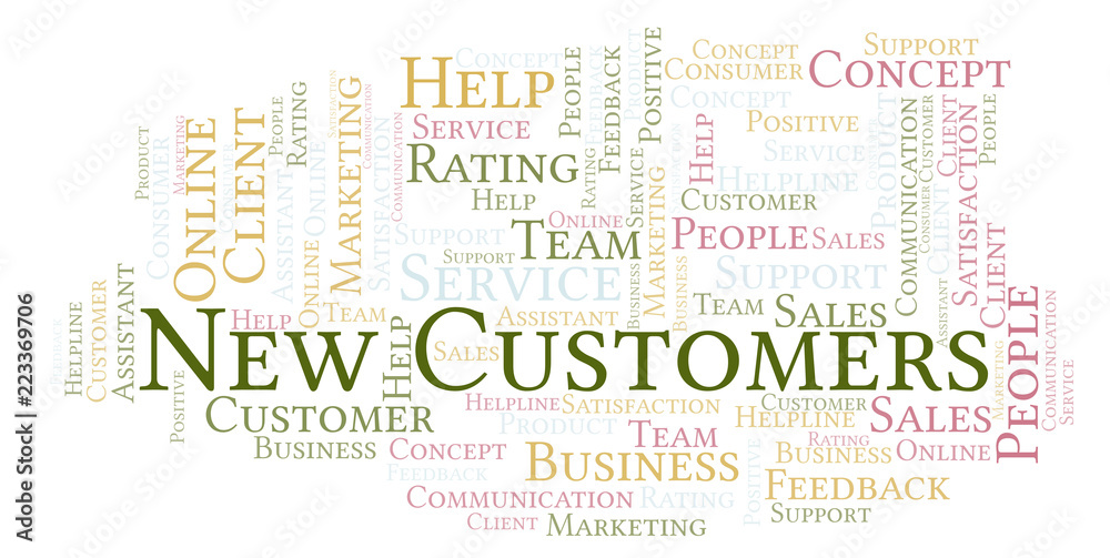 Fototapeta premium New Customers word cloud.