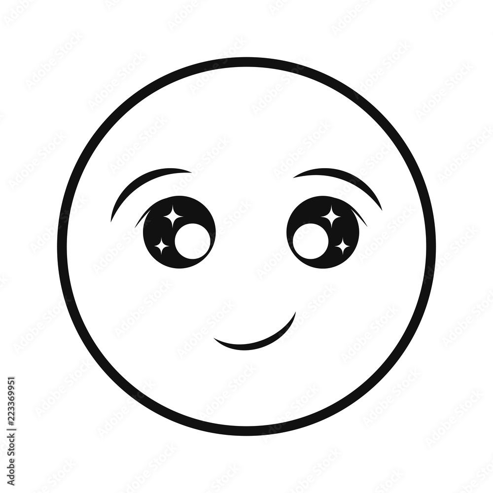 Fototapeta premium happy smiley thin line emoticon face