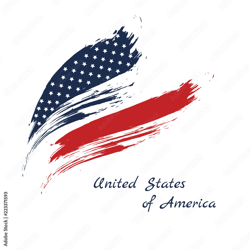 Grunge brush stroke watercolor of American flag, Vector illustration ...