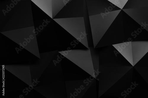 Conceptual composition with black geometric shapes  abstract background 