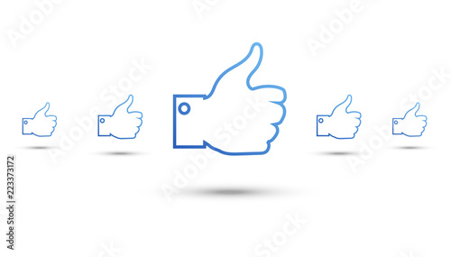 icona, mano, pollice, piace, mi piace, 