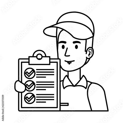 delivery worker with checklist character