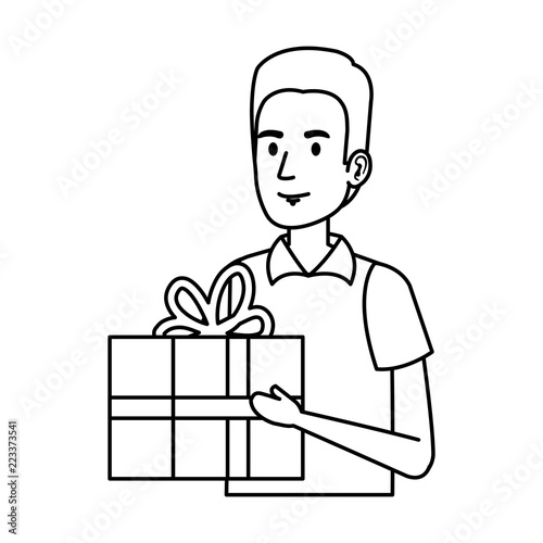 delivery worker with gift character