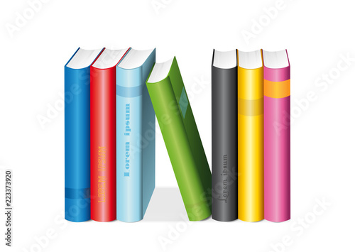 Bücher Sammlung stehend, 
Vektor Illustration isoliert auf weißem Hintergrund
