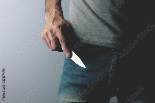 Quadro su tela gangster threatens with a knife