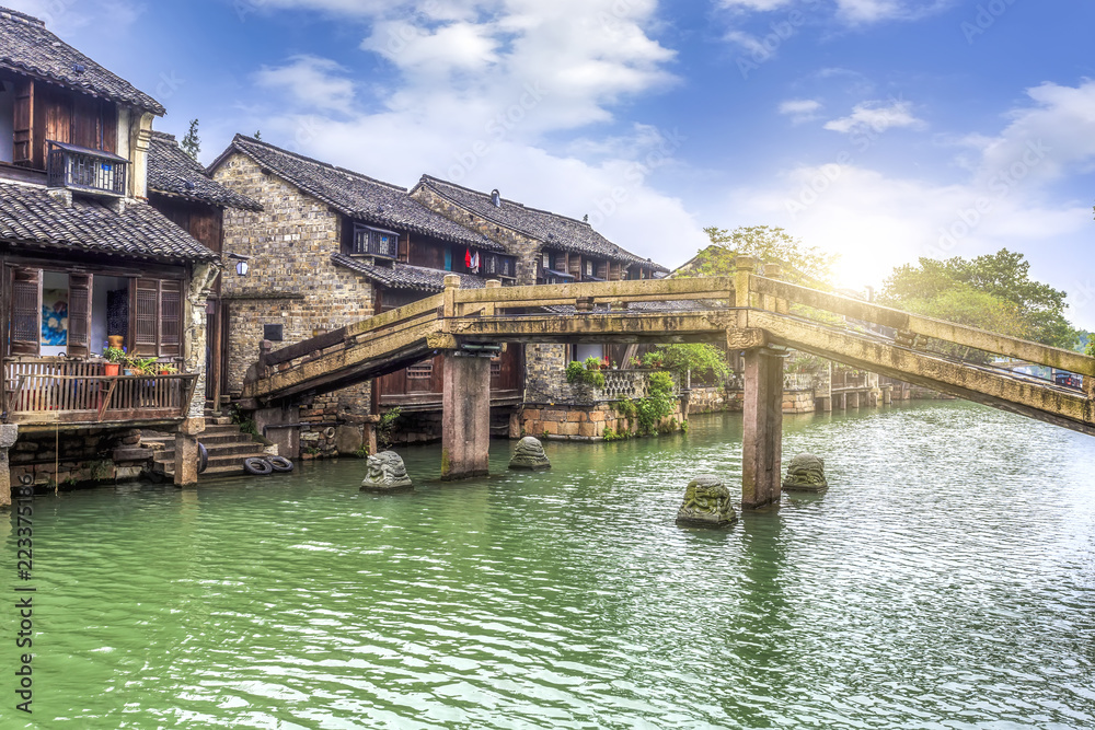 Naklejka premium Wuzhen, Jiangnan Water Town, China