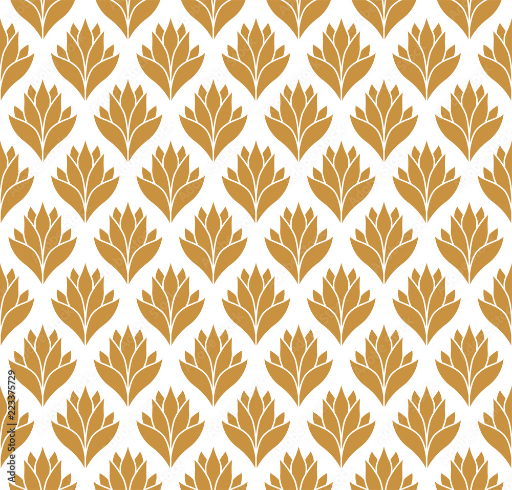 Vector floral damask seamless pattern. Elegant abstract art nouveau background. Classic flower motif texture.