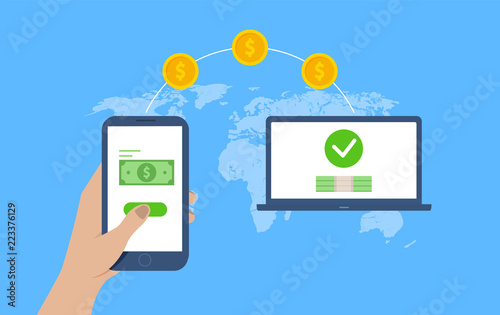 Money transfer concept. Money sending. Vector