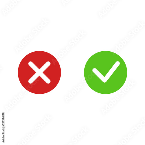 Approve and reject check marks. Isolated. Vector