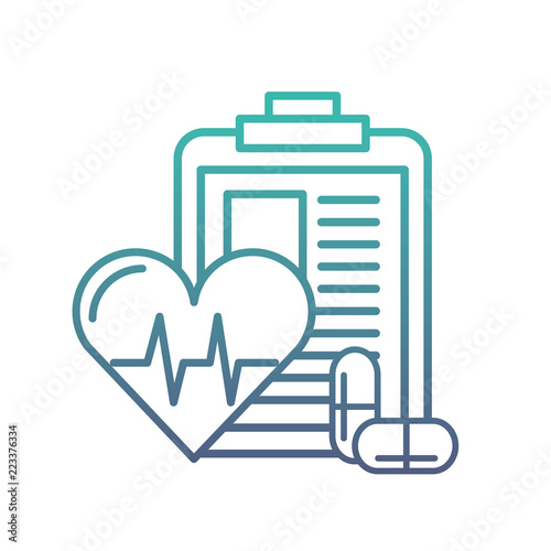 clipboard medical report heart rate and pills