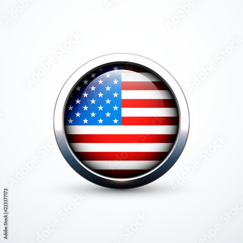 Round USA flag icon. Vector illustration