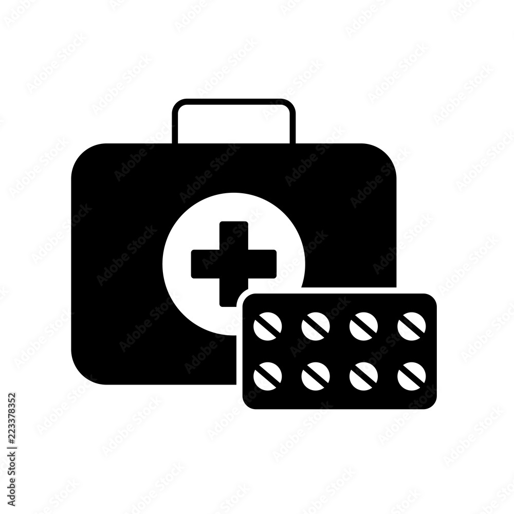 Fototapeta premium medical kit first aid medication pills