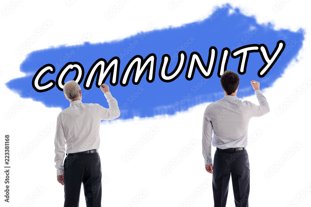 Word community written on a wall Word community written on a wall