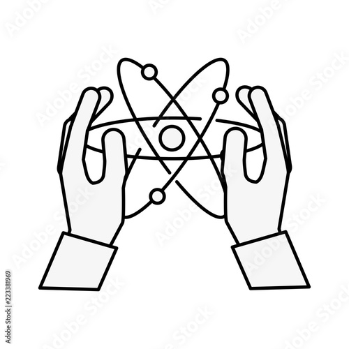 hands holding molecule atom chemistry laboratory