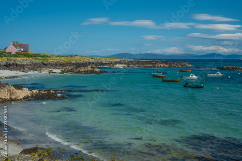 Wooden Boats in the Harbour on a Sunny Day, Isle of Iona, Inner Hebrides, Scotland, UK