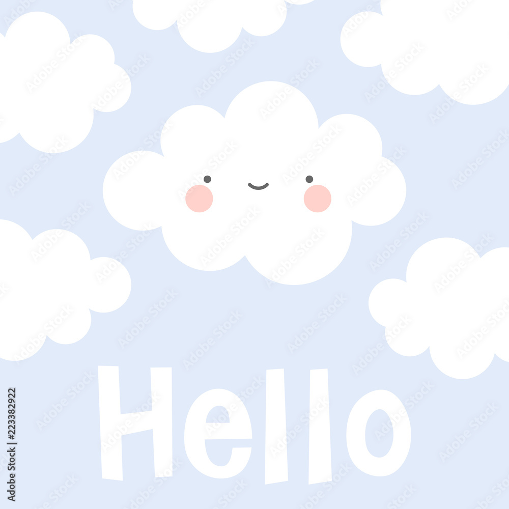 Cute Happy Cloud with Rain Drops, Print or Icon Vector Illustration Cute Happy Cloud with Rain Drops, Print or Icon Vector Illustration