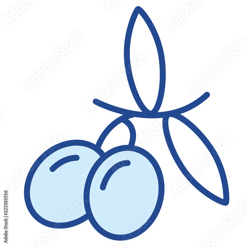 Oliven an Zweig mit Blättern Vector Icon Illustration