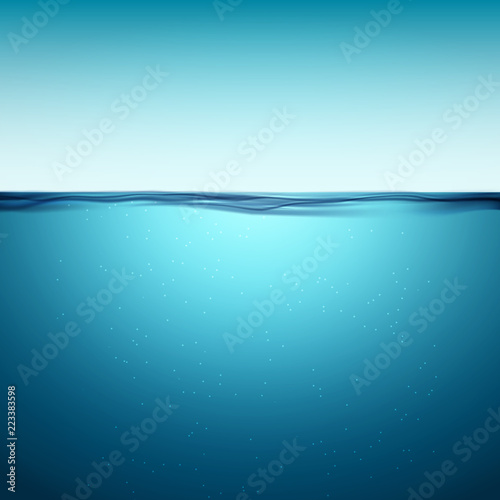 Underwater ocean surface. Blue water background. Clean nature sea underwater backdrop © kolonko