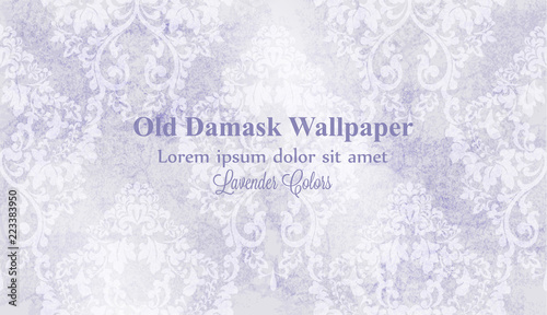 Violet Damask ornament pattern Vector. Royal decor. Imperial background. tren...