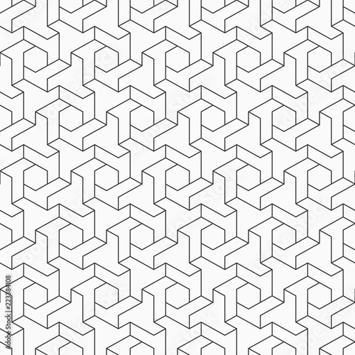 Abstract seamless pattern. Hexagonal grid.