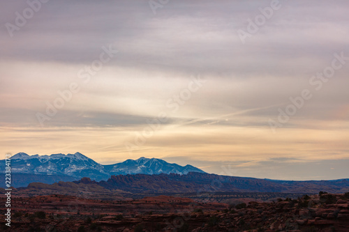 Morning Sun Over The Mountains In Moab Utah