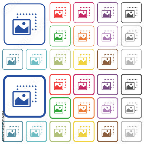 Drag image to bottom left outlined flat color icons