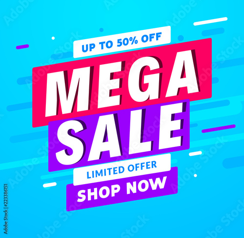 Mega Sale banner template design. Big sale special offer promotion discount for business