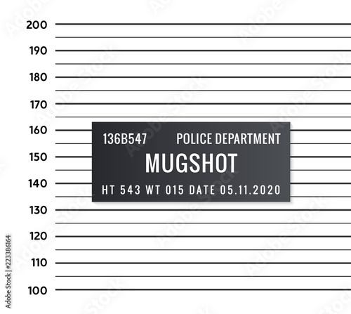 Police mugshot criminal template. Vector silhouette lineup criminal arrest portrait mugshot