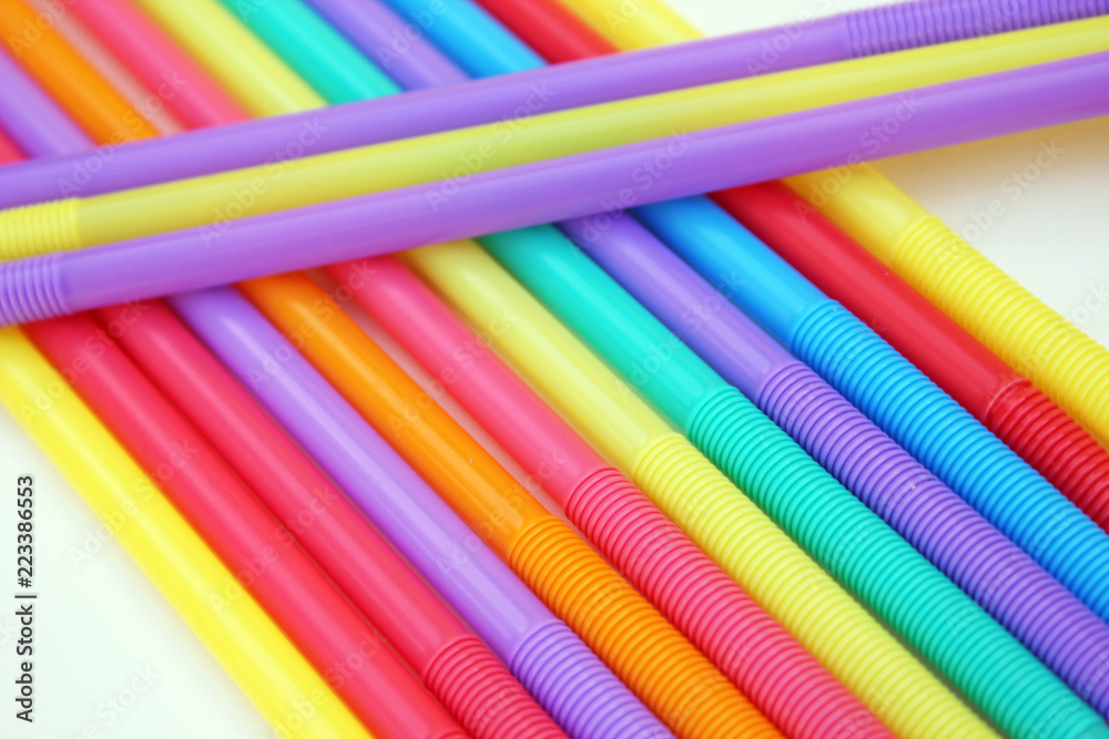 Fototapeta premium straw straws plastic drinking background colourful full screen single use
