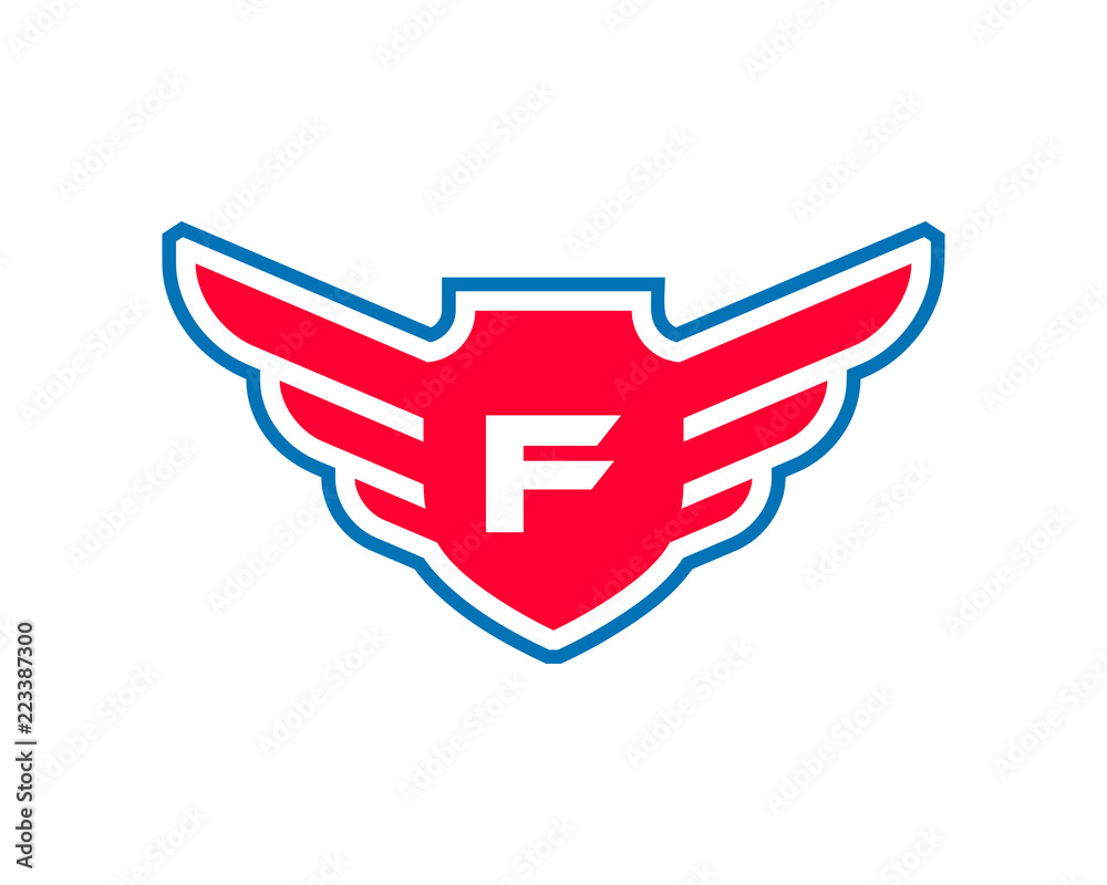 Wing Initial Logo Letter F Shield Icon