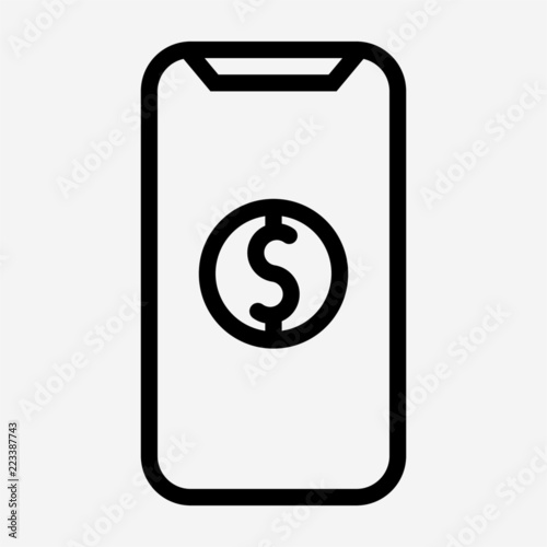 Outline mobile banking pixel perfect vector icon