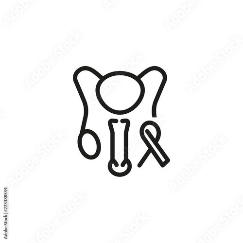 Urinary system cancer awareness line icon. Penis, bladder, ribbon. Reproduction concept. Vector illustration can be used for topics like medicine, oncology, infertility