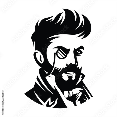 illustration victoria hairstyle gentleman wearing monocle