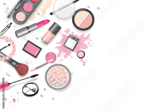 Cosmetics set, hand drawn style