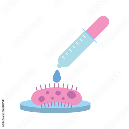 dropper pouring reagent on virus petri dish test