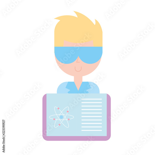 scientific man professor book science chemistry atom