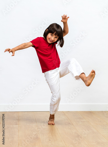 joyful child playing monster for kids fighting body language