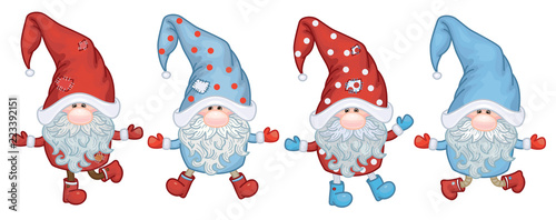 Vector   gnomes cartoons  isolated on white.